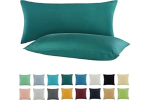 SHC TEXTILIEN SHC by BaSaTex 2er Pack Jersey Kissenbezüge Kissenhüllen | Kopfkissenbezug aus 100% Baumwolle | 40x80 cm Kissenbezug | Farbe Deepocen Petrol