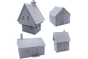Cottage Bundle, Terrain Scenery for Tabletop 28mm Miniatures Wargame, 3D Printed and Paintable, EnderToys