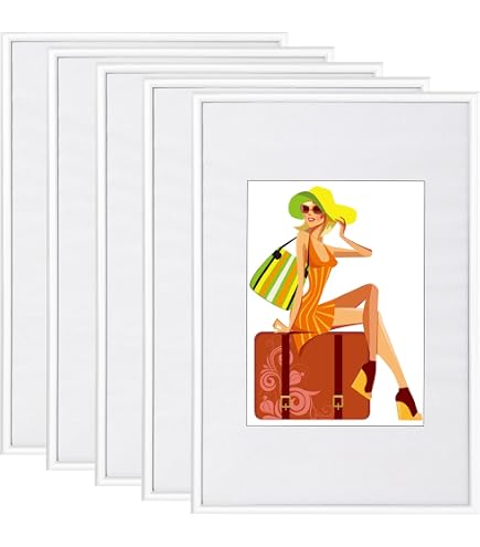 WOLTU Cornice per Foto 13x18 cm Set di 10 da Parete e Tavolo, Montaggio Verticale o Orizzontale, Cornice per Poster con Cornice in Legno e Pannello in Plastica, Bianco