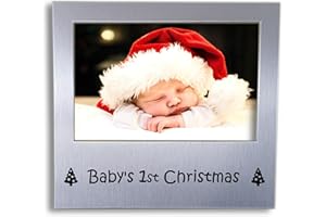 BENERINI Baby's 1st Christmas Photo Frame - Baby's 1st Christmas Gifts - Newborn Present Idea - Silver Keepsake Gift for Newborns & Parents - 5 x 3.5 inch