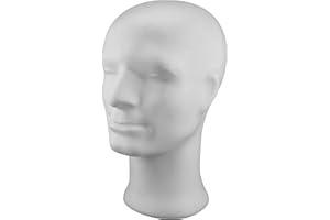 MCE-Commerce Tête de homme en polystyrène A33M8693 - Hauteur : 300 mm - Blanc - 300 x 210 x 170 mm