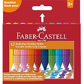 Faber-Castell Grip Jumbo Mum Boya, 12 Renk, Silinebilir, Parlak Renkler, Kalemtıraşla A&ccedil;ılabilir, Ergonomik Tutuş