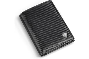 TEEHON® Portafoglio da uomo, finta pelle, portamonete con blocco RFID/NFC, 10 porta carte di credito, 2 scomparti per banconote, minimalista grande portafogli con scatola regalo (nero), nero, S,