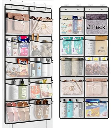 Organizer Armadio Da Appendere - 2 Pezzi, Tasche In Rete, Ganci, Per Calzini, Biancheria, Giocattoli - Foto 7