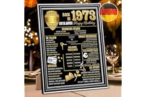 Benjia Geschenk 50 Geburtstag - Back in 1973 Gerahmt Poster Germany - 50 Geburtstag Bilder Frauen & Männer - Tischbild und Wand-Bild Aufsteller - Persönliches Jubiläum Geschenk(Schwarz, 20x25cm)