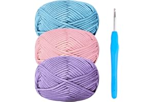 Renyiz Pelote de laine épaisse pour crochet, 3 x 50 g, fil amigurumi pour débutants avec crochet de 4 mm, kit de démarrage facile à crochet (rose)