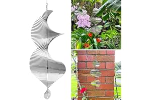 SEAHUI Campanello a vento ovale a spirale in metallo Ornamento da giardino Decor 360 gradi Spinner Hanging Tree Pendant Suncatcher per esterni interni Camera da letto Soggiorno Finestra Decorazione cortile