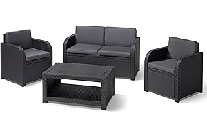 Allibert 192738 Modena - Salón de jardín (ratán sintético), Color Gris