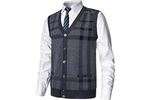 MeiLayM Gilet Maglione da Uomo Cardigan con Scollo a V con Outdoor Senza Maniche Gilet Classico Gilet Casual da Ufficio con Tasche Abbottonate