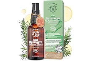 BIONOBLE Organiczny Olejek Rozmarynowy do Włosów - Wzmacnia Wzrost i Ogranicza Wypadanie - Rozmaryn, Olej Rycynowy, Arganowy i Jojoba - Szklana Butelka + Pipeta i Pompka - Hair Growth Oil - 50ml