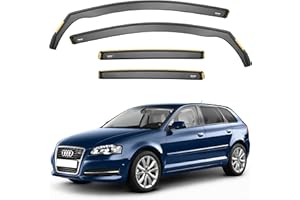 iSpeed Wind Deflectors For Audi A3 / S3 MK2 2003-2012 5 Door Sportback Hatchback 4pc Set - Keep Your Car Ventilated in Rain - Reduce Wind Turbulence - Tinted In-Channel