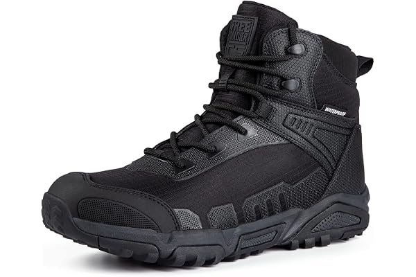 FREE SOLDIER pour Homme Mid Haute durabilité Lacets Bottes Durable Imperméable Armée Combat Chaussures Respirant Tactique de Randonnée