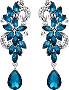 Orecchini Clip On Vintage – Goccia Nera Finto Onice E Cristallo, Argento Anticato
