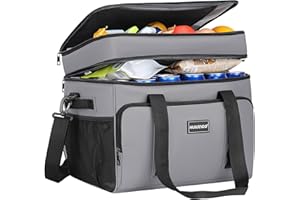 Hulongo Bolsa Térmica Isotérmica Grande Bolsa Nevera Doble Impermeable a Prueba de Fugas para Picnic, Viajes, Camping, Compras y Pesca, 42L