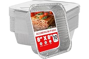 XpressPak [10-Pack - Aluminium Foil Trays with Lids - (20x20 cm) - Aluminium Pans Disposable Tin Trays Baking Foil Pans - Square Pans for Baking, Roasting & Food Prepping