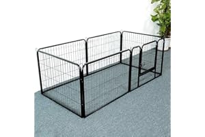 YIMING Parc à Chiots Pliable, Grilles de 80x60 cm, Parc de Jeu pour Chien, Clôture Métallique, Enclos avec Porte, pour intérieur et extérieur (Lot de 6 Grilles)