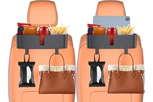 MAGJIEYX Auto Rücksitz Organizer, Multifunktionale Kopfstütze Becherhalter mit starken Haken für Kinder, Passagiere auf der Rücksitzbank, Reise Zubehör 2 Pack