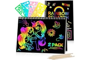 Winstico Scratch Art Paper Set - Arts and Crafts Kit for Kids 3-10 Years Old, Creative Rainbow Drawing Toys, for Girls & Boys