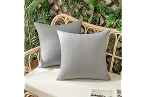 Woaboy 2 Piezas Aire Libre Funda de Cojines Impermeable Funda de Almohada Exterior Suave Cojín Suave Decorativos Decoracion Moderna para Jardín Sofá Silla Balcones Camping 40x40cm Gris Claro