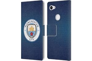 Head Case Designs Officially Licensed Manchester City Man City FC Obsidian Mosaic Full Colour Badge Pixels Leather Book Wallet Case Cover Compatible With Google Pixel 3a XL