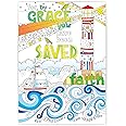 Christian Colouring Postcards, Images of Grace, Pack of 10 Different Designs, with Coloured Bible Verse on Reverse. Makes a Great Christian Gift for Adults or Children, by Just Cards Direct.