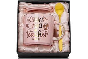 BICHING Teacher Gifts - Teacher Appreciation Gifts for Women - Thank You Gift for End of Year, Back to School, Birthday, First-Day, 14oz Pink Marble Coffee Mug with Luxury Presentation Box