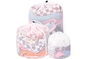 ALTCOMPLUSER 5 Stücke Wäschenetz für Waschmaschine, Wäschesäcke Wäschebeutel mit Kordelstopper Wiederverwendbare Feinmaschig Wäschetaschen für Unterwäsche Babywäsche Socken (30 * 40cm,40 * 50cm,60x80cm)