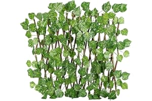 POHOVE Valla expandible de hojas retráctiles, setos artificiales, valla de enrejado, barandilla telescópica de jardín, pantalla de privacidad protegida contra los rayos UV, para decoración del hogar,