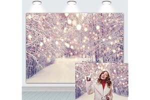 RUINI Outdoor Forest Snowfield Bokeh Spots Hintergrund Dreamy Wonderland Sparkle Snowflake Tree Starry Glitter Dots Winter Christmas Party Decor Photo Booth Requisiten (2,1 x 1,5 m)