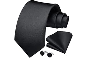 HISDERN Męski krawat w jednolitym kolorze i poszetka zestaw spinki do mankietów ślubne formalne krawaty biznesowe dla mężczyzn