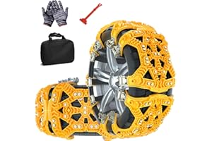 ‎MOONCOOL MOONCOOL 6Pcs(1 Satz) Anti-rutsch TPU Schneeketten für Auto mit 165-275mm Reifen, Winter Reifenkette mit Kreuznägel um Verbessern Straßenhaftung für Eis und Schneewetter, Q1600131-YW