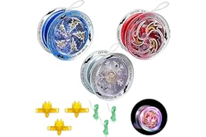 BDBFPAN 3 Stück JoJo, Licht JoJo, Leuchtendes JoJo mit Farbwechsel, Responsives JoJo für Anfänger, Kinder und Erwachsene, Inklusive Saiten und Fingerlinge, Ideal für Indoor- und Outdoor-Spaß