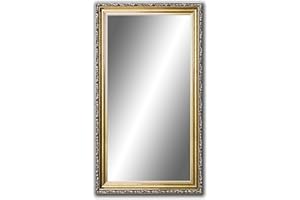 ‎RAMIX 80 x 40cm, 40 x 80cm Spiegel mit Rahmen, Badezimmerspiegel Antik, Alte Spiegel, Handgefertigte, Stabiler Rückwand, Rahmenleiste: 60 mm breit und 45 mm hoch, Rahmen Farbe: Gold