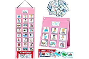 ZFISH Visual Timetable for Kids, 70 Pieces Cards Daily Toddlers Behavior Schedule Calendar Chart, Autistic daily Chores Daily Chart, Routine Chart Wall Planner at Home Preschool Classroom (Pink)