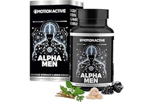 MOTION ACTIVE Alpha Men: Shilajit, Ashwagandha & Lion's Mane Capsules 1800mg for Peak Physical and Cognitive Performance. Premium Brain, Energy & Mood Support Blend 1800mg