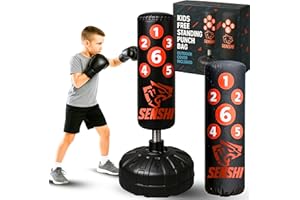 Senshi Japan Children's SOLID 4ft Free Standing Punch Boxing Bag, Junior Boxing Pro, Durable, Versatile, And Fun, Anti Sliding Design