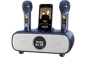 DLARA Cassa Bluetooth Karaoke,Aggiornamento karaoke con2 UHF Microfoni Wireless professional,Karaoke Professionale Completo,Supporto AUX/USB/TF,Ideale per Karaoke Domestico,Feste Canore