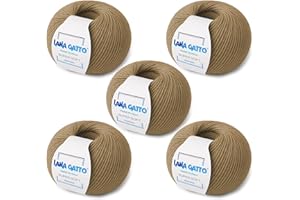 KALAPANTA Ovillos para tricotar, 100% Pura Lana Virgen Merino Extrafina de Lana Gatto, Made in Italy. Línea Super Soft, 250 g. 625 mt, (Camello, 5)