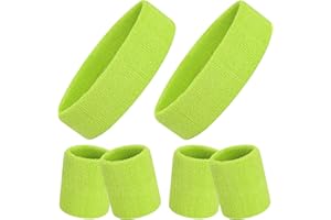 ONUPGO 6-częściowy zestaw opasek przeciwpotnych – w tym 2 szt. sportowych opasek na głowę i 4 szt. opasek sportowych na siłownię, do treningu i jogi, piłki nożnej, baseballu, koszykówki, piłki nożnej,