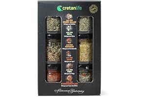CRETAN LIFE Set of 6 Seasonings for Greek Salad, Feta, Chicken, Lamb, Fish and Gyros Souvlaki
