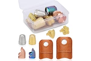 DEUDY 8 Pièces Protège Doigt pour Coudre, Protection des Doigts en Métal, Dé à Coudre en Cuir, Dé à Coudre en Cuir Dé à Coudre à la Main, Protege Doigts Dé à Coudre pour Couture Broderie Travail