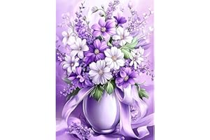 NEWENMO DIY Viola Bouquet Diamond Painting Kit Completo,Bellissimi Fiori Pittura Diamante Adulti,5D Diamant Crystal Art Kit,Ricamo a Punto Croce Artigianale,per Decorazione Della Parete Casa 30x40cm