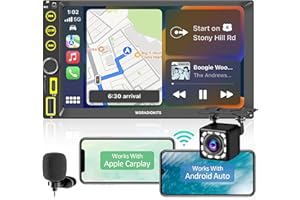 WSRADIOKITS [Upgrade Wireless] CarPlay & drahtloses Android Auto Autoradio 2 Din, 7-Zoll Digital Media-Receiver,Doppel Din Radio mit Bildschirm, Rückfahrkamera,Mirror Link,RDS/FM/AM/Phone GPS Navi, Schnell-Ladung