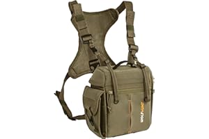 WOLFHUNT Binocular Harness Chest Pack Magnetic Closure, Bino Case with Detachable Rangefinder Pouch, Camouflage Bino Bag with Adjustable Strap for Hunting, Field Observation