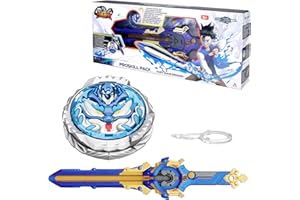 INFINITY NADO Toupie en métal, avec Lanceur d'épée, toupie Lumineuse, pour Les Enfants garçons et Filles à partir de 5 6 7 8 9 10, Fury Wave Dragon, Bleu