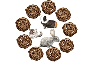 Episkey 9 PCS Natural Willow Branch Ball for Small Animals, Rabbit Chew Toys Guinea Pig Activity Toy Bird Chew Toy for Rabbits Chinchilla Hamsters Gerbils Guinea Pigs Parrot Bird (6CM)