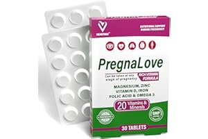 HEARTMIN PregnaLove Original Pregnancy Support Vitamins Tablets - Conception & Fertility Prenatal Care for Women, Supplement with Added Omega-3, Zinc, Vitamin D & Iron