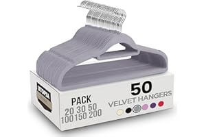 Utopia Home wieszaki premium, antypoślizgowe, wytrzymałe, aksamitne, 42 cm (Szary, Opakowanie 50 szt.)