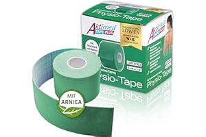 ‎AKTIMED AKTIMED Tape PLUS Kinesiologie Tape – Sporttape mit pflanzlichem Extrakt Arnica D6* – patentiertes Physiotape Dermatest „sehr gut“ – Kinesiologie Tapes elastisch & wasserfest (grün)
