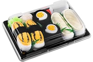 Rainbow Socks - Ragazza Ragazzo Calzini Sushi Tamago Oshinko Butterfish Maki - 3 Paia - Taglia 30-35